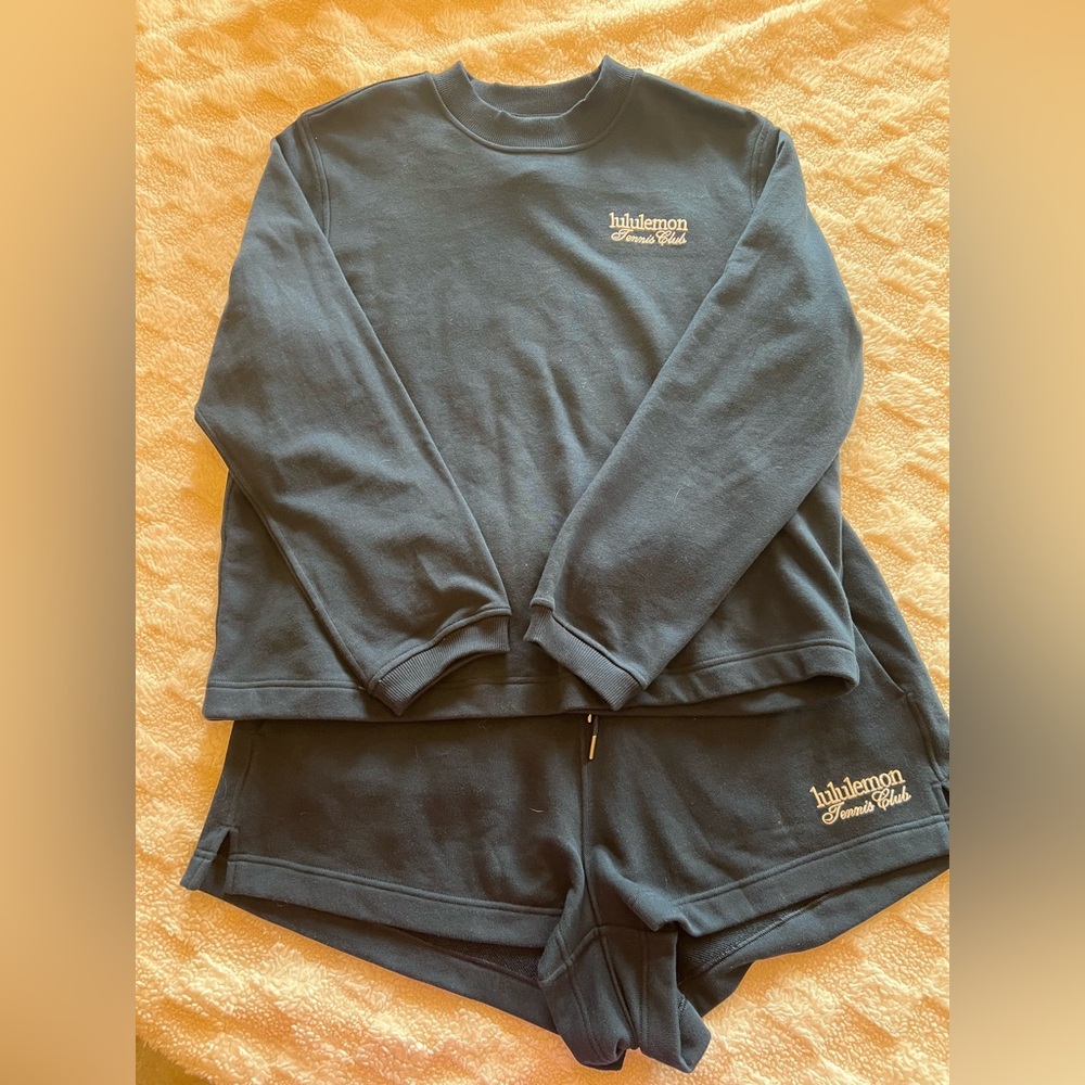lululemon athletica Navy Two-Piece Set - Crew Sweatshirt & Shorts